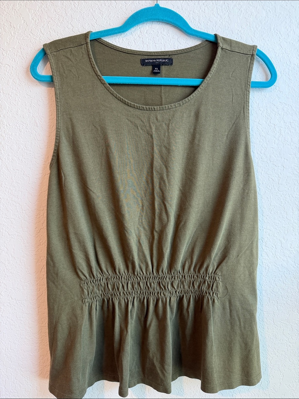 Banana Republic Olive Sleeveless Peplum Tank